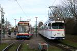 RNV Düwag Hängerzug 1018+1058 und GT6N Wagen 5619 am 01.03.20 in Mannheim bei einer Sonderfahrt