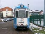 GT8 201 der HSB wartet auf seine Abfahrt nach Handschuhsheim Nord. 17.01.09