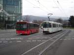 Eine Heidelberger Straenbahn die beinahe vor meinen Augen mit den   DB Rhein Neckar Bus gecrascht wre am Heidelberger Hbf am 28.01.11 