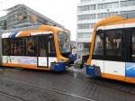 RNV Bombardier Variobahn 5762 und 4134 gekuppelt am 27.02.15 in Heidelberg