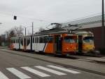 RNV 5516 und RHB 1017+1057 am 28.03.15 in Depot Ludwigshafen Rheinghönheim im Rahmen einer Sonderfahrt der IGN  