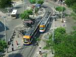 RNV Bombardier Variobahn 4151 (RNV6) und Düwag M8C 3258 am 03.07.15 von oben in Heidelberg