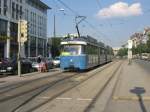 P-Wagen 2005 am Max-Weber-Platz,  zu diesem Zeitpunkt waren Bauarbeiten auf der Linie 19 am Maxmonument, die Linie 19 war geteilt die stliche Hlfte fhrte von Max-Weber-Platz - St-Veit-Strasse.