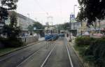 Mnchen MVV Tramlinie 18 (M4.65 2443) Karlsplatz / Stachus im Juli 1987.