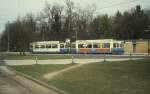 Mnchen MVV Tramlinie 26 Waldfriedhof / Lorettoplatz im April 1990.