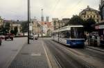 München MVG Tram 21 (R2.2 2149) Bayerstrasse / Karlsplatz (Stachus) im Juli 1998.