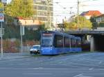 Münchener Straßenbahn kommt in die Orléansstraße (2. Oktober 2015).