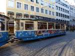 München - Beiwagen 3407 unterwegs für`s Christkind in der Stadt München am 06.12.2015