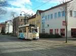 Tw 50 als Linie 4 von der Vogelwiese kommend, kurz vor dem Naumburger Hauptbahnhof; 26.11.2009