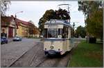 Der Wagen 37 setzt seine Fahrt am Depot vorbei fort Richtung Vogelwiese, der derzeitigen Endstation der ehemaligen Ringbahn.