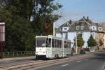 PSB 238 (ČKD Praha Smichov, Bauj. 1987, kam 1989 aus Zwickau)unterwegs auf der Linie 6 (Plamag - Waldfrieden), vor der Hst. Morgenbergstraße, am 11.08.2011.