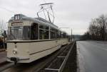 Die Gotha Straßenbahn der Plauener Straßenbahn zu sehen am 17.01.15 in Plauen an der Plamag.