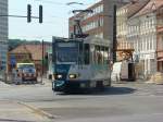 Tatra Triebzug 159 der Potsdamer Straenbahn hier am Platz der Einheit, hier die Linie 93 nach Glienicker Brcke. Aufgenommen am 04.06.08