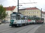 Potsdam: Straenbahnlinie 91 nach Bahnhof Rehbrcke an der Haltestelle Alter Markt.(11.7.2011)