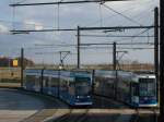 NGT 654  und 664 sonnen sich in der Schleife Sdblick. Rostock, 11.Mrz 2009