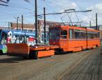 Tatra T6 Wagen 551 als Neue Arbeitstram fuhr am 13.03.10 Ihre Runden auf dem Gelnde der Rostock-Straenbahn AG