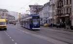 Rostock RSAG SL 11 (Dwag/DWA-6NGTWDE 677) Doberaner Platz / Wismarsche Strasse am 18. April 2000.