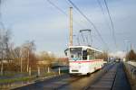 Anlsslich des 25-Jhrigen Streckenjubilums nach Toitenwinkel war der Rostocker T6A2 704 im Linienverkehr zwischen Platz der Jugend und Hafenallee unterwegs.