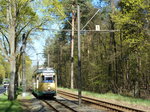 Schöneiner-Rüdersdorfer-Straßenbahn Wagen 47  Land Brandenburg , ehemals aus Heidelberg, am 21.4.2016 an der Schöneicher Landstraße.