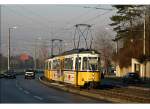 Licht der Winter-Morgensonne -    Gt4 auf Stuttgarts Panoramstrecke, der Pischekstraße.