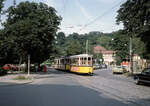 Stuttgart SSB SL 2 (Bw Typ 82.3 + Tw Typ DoT 4) Bad Cannstatt, Königsplatz / Kurpark im Juli 1979.