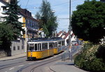 Die GT4 428 und 414 fahren am 20.05.2007 von Stammheim hinunter nach Zuffenhausen