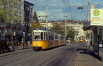 Mit einem weiteren GT4 erreicht der GT4 414 auf seiner Fahrt zum Hölderlinplatz um 2000 die Haltestelle Berliner Platz (Hohe Straße)