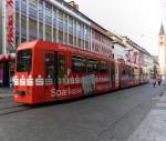 Wrzburg - Triebwagen 202 Typ GT-E 8xNfMGlTwER Baujahr 1989 gebaut von Linke Hofmann Busch als Linie 4 in der Domstrae.