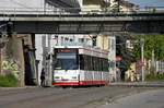 Wagen 910 am 30.04.19 in der äußeren Schneeberger Straße in Zwickau