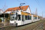 Straßenbahn Mainz / Mainzelbahn: Adtranz GT6M-ZR der MVG Mainz - Wagen 203, aufgenommen im Januar 2019 in Mainz-Bretzenheim.