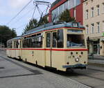 Lowa Wagen 46+156 am 12.09.2021 in der Haltestelle Rostock-Doberaner Platz