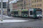 Am 08.01.2017 fährt die Combino  415 / Mödling  auf der Linie 92 nach Bornstedt.