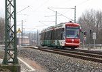 Nr.431 , einer der ersten Triebwagen des Typ Citylink des Chemnitzer Modells, hier am ehemaligen Abzweig Chemnitz-Furth, am 04.04.2016, kommend von Mittweida.