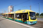 Straßenbahn Chemnitz / CVAG Chemnitz: Bombardier Variobahn 6NGT-LDE der Chemnitzer Verkehrs-AG (CVAG) - Wagen 608, aufgenommen im Juni 2016 in der Innenstadt von Chemnitz.