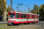 Rheinbahn 3206 fuhr zum 125-jährigen Jubiläum ganztägig zwischen dem Historischen Betriebshof Am Steinberg und dem Düsseldorf Hbf, 10.