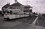 Rhein-Haardt-Bahn (Bad Dürkheim Ost) mit TW 1123 (Duewag Gelenkwagen GT6 von 1958) Datum: 25.08.1985