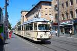 RHB Düwag 12 Achser Wagen 1020 bei der RNV Straßenbahnparade 125 Jahre elektrische Straßenbahn in Mannheim am 29.06.25 in der Innenstadt