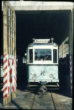 END Straßenbahn Esslingen-Nellingen-Denkendorf__Die aber auch nach Scharnhausen und Neuhausen fuhr.__Tw 4 [ME 1926]__SMS in Nellingen ? Im Frühjahr 1984 war der Auszug aus Nellingen fast