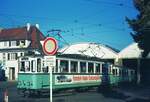 END Straßenbahn Esslingen-Nellingen-Denkendorf__Die aber auch nach Scharnhausen und Neuhausen fuhr.__Vor dem Betriebshof in Nellingen: Tw 5 [ME 1926].__04-03-1976 