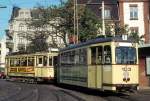 Flensburg Stdtische Strassenbahn: Sonderfahrt mit dem Beiwagen 103 + dem Triebwagen 35 Betriebshof / Apenrader Strasse am 8. Oktober 1972. 