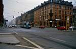 TW 232 (Gelenkwagentyp GT6Z) der Heidelberger Straßen- und Bergbahn (HSB) unterwegs auf der Linie 2. 
Datum: 03.11.1984