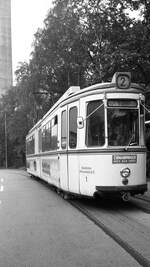 Straßenbahn Neunkirchen/Saar__GT4 Nr.1 [ME 1961] als Linie 2 an der Endstation 'Steinwald' zur Rückfahrt zum Hauptbhf.