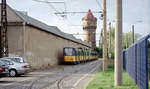 Leipzig LVB: Abgestellte Straßenbahnen der Typen T6A2 (= LVB-Typ 35) und B6A2 (= LVB-Typ 67) im Straßenbahnhof Paunsdorf.