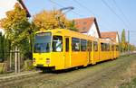 Straßenbahn Mainz / Mainzelbahn: Duewag / AEG M8C der MVG Mainz - Wagen 276, aufgenommen im Oktober 2018 in Mainz-Bretzenheim.