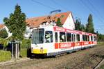 Straßenbahn Mainz: Duewag / AEG M8C der MVG Mainz - Wagen 275, aufgenommen im September 2020 in Mainz-Bretzenheim.