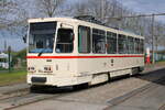 T6A2(704)von CKD Praha-Smichov stand im Depot 12 in Rostock-Marienehe abegrüstet.