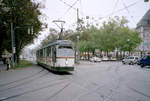 Augsburg Stadtwerke Augsburg SL 4 (MAN/DÜWAG/Siemens GT8 810) Königsplatz am 17. Oktober 2006. - Scan eines Farbnegativs. Film: Kodak FB 200-6. Kamera: Leica C2.