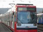 Hier frht eine Straenbahn des RHB in Bad Drkheim ein.