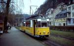 Tw 3 der Kirnitzschtalbahn Anfang April 2000 in Bad Schandau Kurpark

