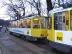 Tatra T6D, hier auf der Alt-Schmckwitzer Uferbahn an der Hst. Berlin-Grnau am 17. 1. 2007